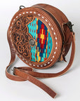American Darling ADBG839D Canteen Hand Tooled Saddle Blanket Genuine Leather Women Bag Western Handbag Purse