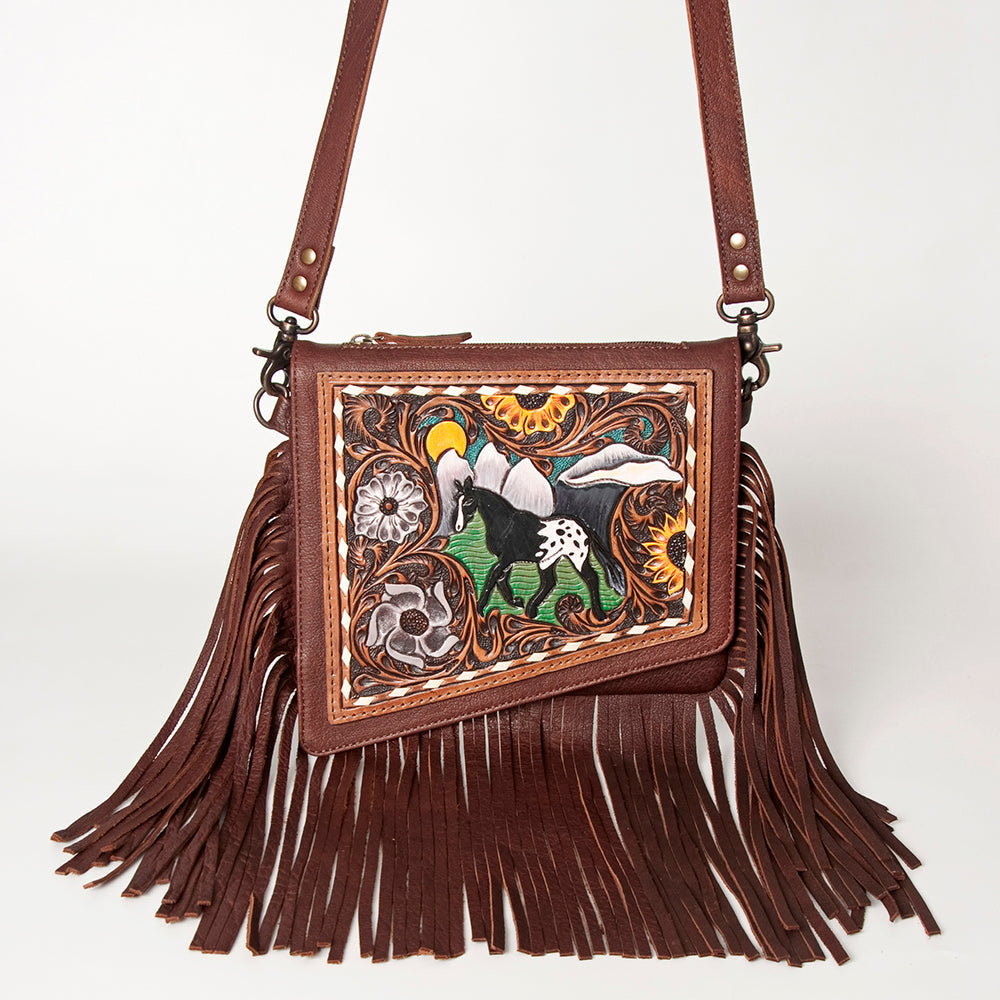 American Darling ADBG841 Small Crossbody Hand Tooled Genuine Leather Women Bag Western Handbag Purse