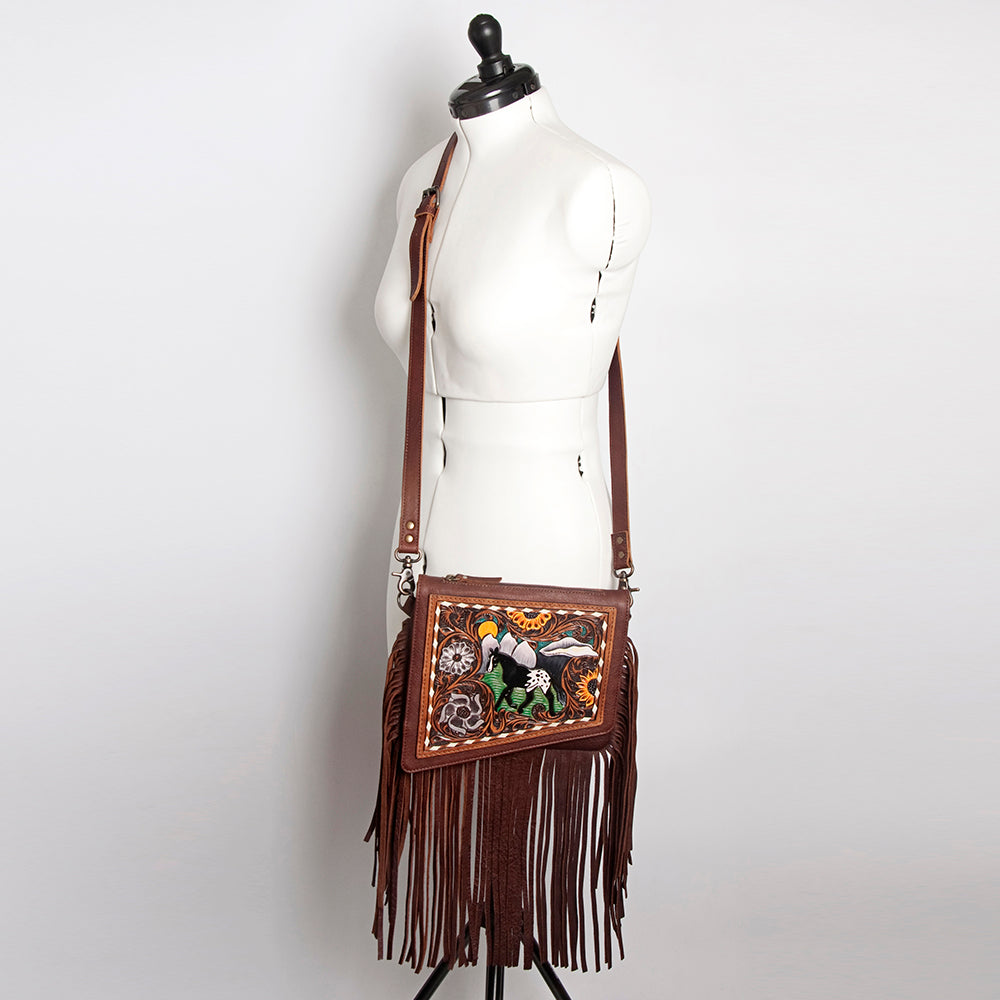 American Darling ADBG841 Small Crossbody Hand Tooled Genuine Leather Women Bag Western Handbag Purse