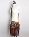 American Darling ADBG841 Small Crossbody Hand Tooled Genuine Leather Women Bag Western Handbag Purse