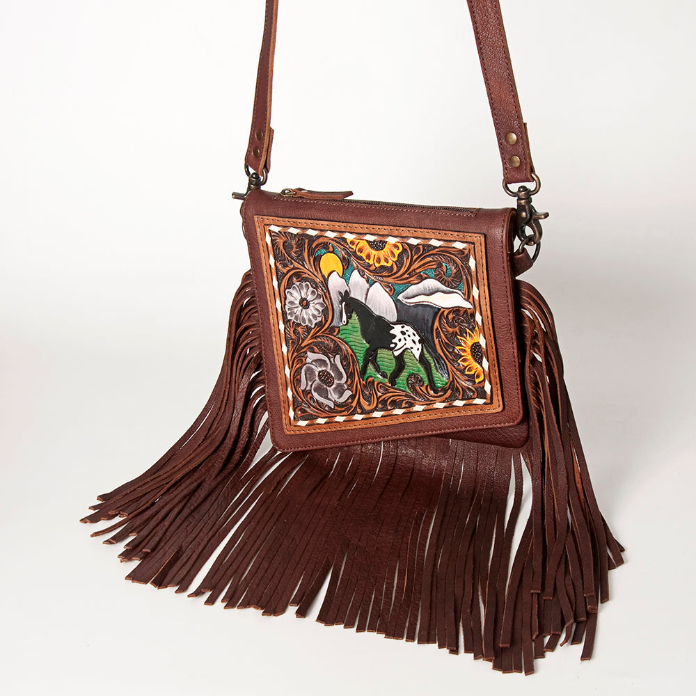 American Darling ADBG841 Small Crossbody Hand Tooled Genuine Leather Women Bag Western Handbag Purse