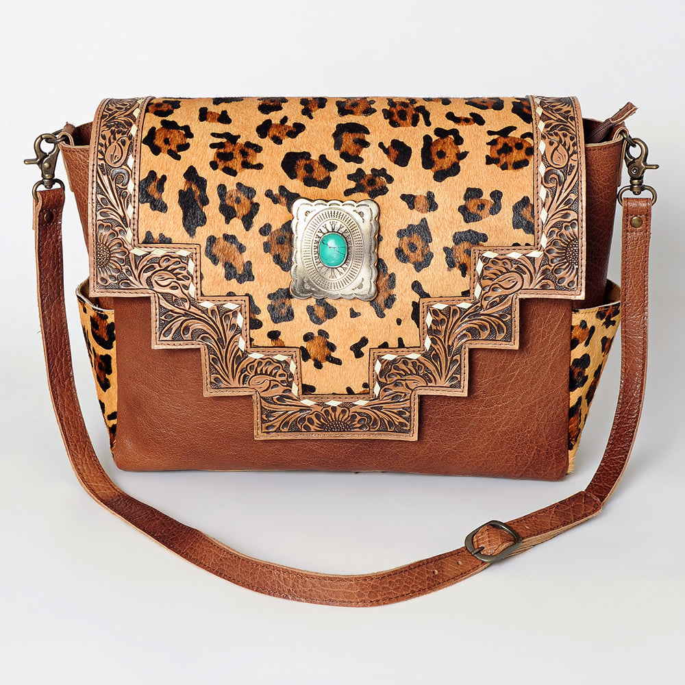 ADBG842A American Darling Hand Tooled Hair On Genuine Leather Women Bag Western Handbag Purse
