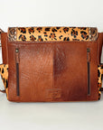 American Darling Messenger Bag Western Leather Hand Tooled Floral Carved Hair-On Cowhide Buckstitched 12in x 16in