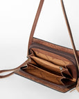 American Darling Small Cross body Bag for Women, Hand Tooled Floral Leather, Woven Saddle Blanket, Genuine Leather Purse