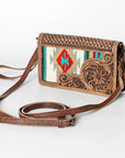 American Darling Small Cross body Bag for Women, Hand Tooled Floral Leather, Woven Saddle Blanket, Genuine Leather Purse