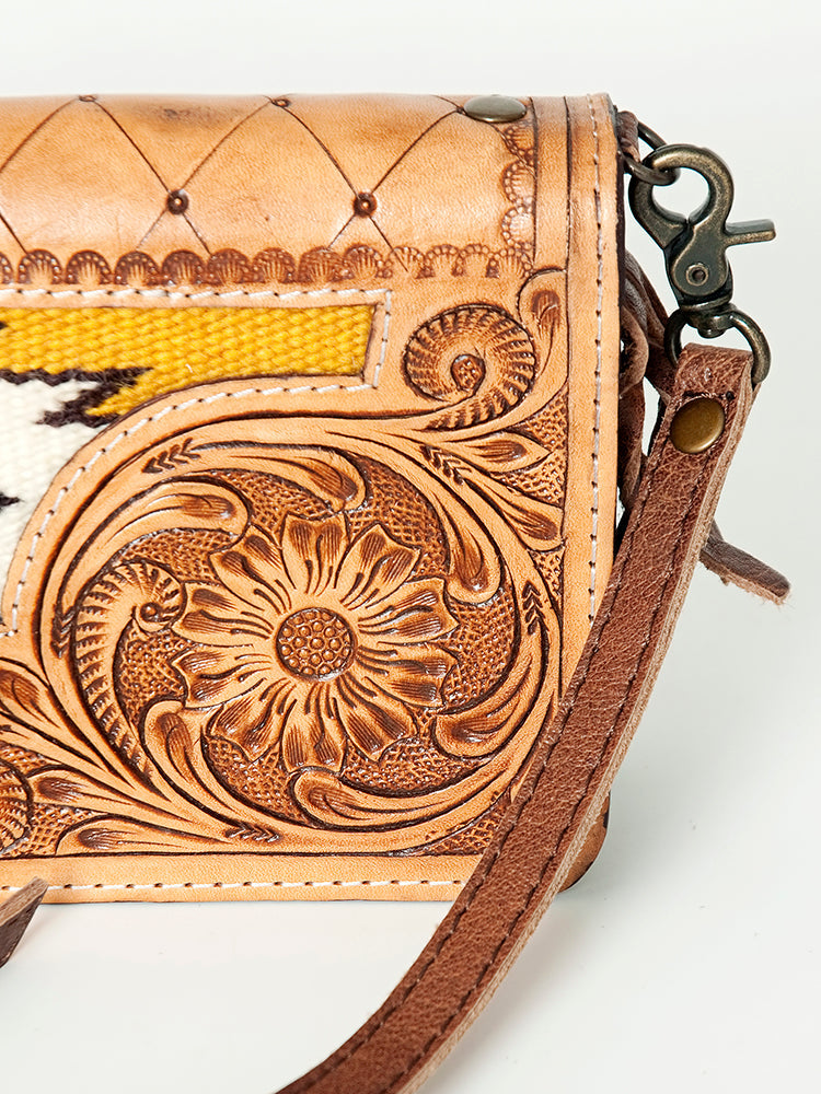 ADBG844D American Darling Hand Tooled Saddle Blanket Genuine Leather Women Bag Western Handbag Purse