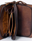 American Darling Small Cross body Bag for Women, Hand Tooled Floral Leather, Woven Saddle Blanket, Genuine Leather Purse