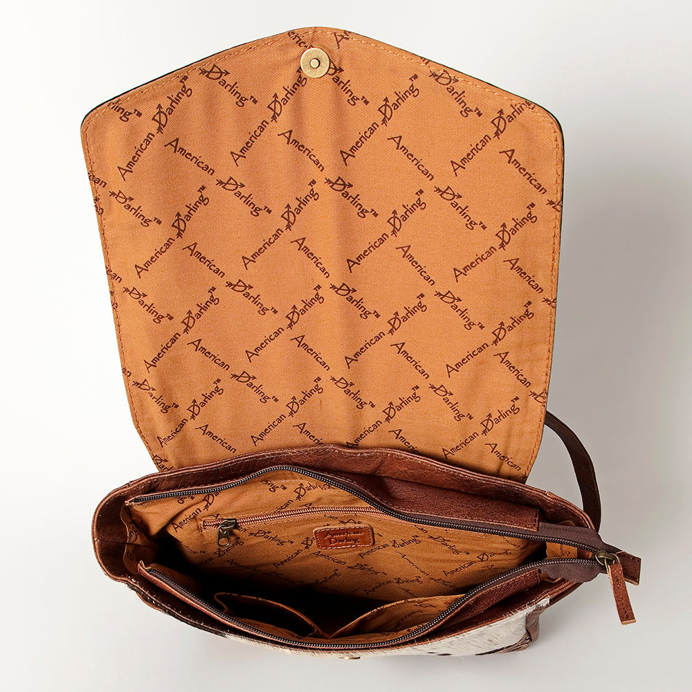 ADBG845B American Darling Hand Tooled Hair On Genuine Leather Women Bag Western Handbag Purse