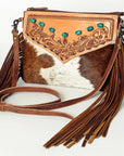 American Darling Cross Body Hand Tooled Hair on-Genuine Leather Western Women Bag Handbag Purse | Crossbody for Cute