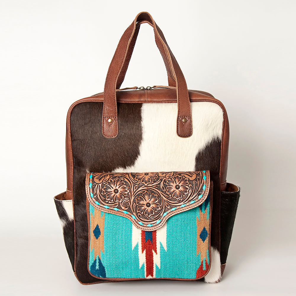 American Darling Backpack Saddle Blanket Hair On Genuine Leather Western Women Bag Handbag Purse | for Laptop School