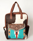 American Darling Backpack, Hand Tooled Floral Leather, Hair-On Cowhide & Woven Saddle Blanket, Western Style Genuine Leather
