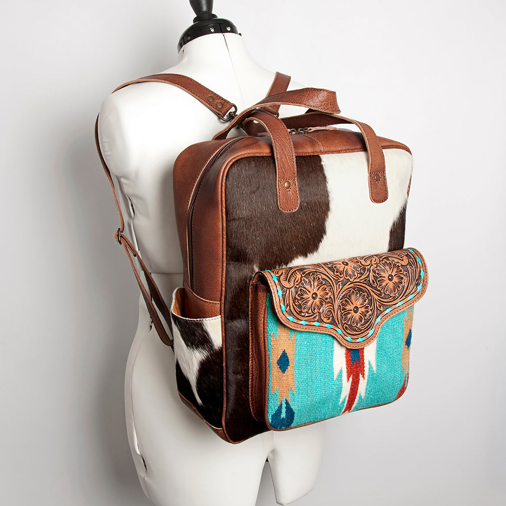 American Darling Backpack Saddle Blanket Hair On Genuine Leather Western Women Bag Handbag Purse | for Laptop School