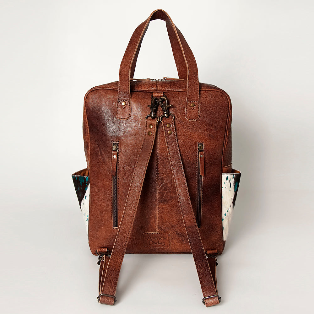 American Darling Backpack, Hand Tooled Floral Leather, Hair-On Cowhide &amp; Woven Saddle Blanket, Western Style Genuine Leather