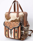 American Darling Backpack, Hand Tooled Floral Leather, Hair-On Cowhide & Woven Saddle Blanket, Western Style Genuine Leather