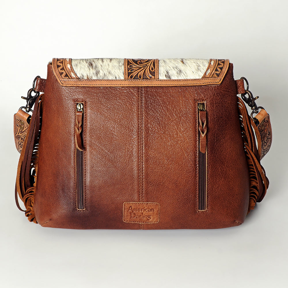 American Darling ADBG851 Messenger Hand Tooled Hair-On Genuine Leather Women Bag Western Handbag Purse