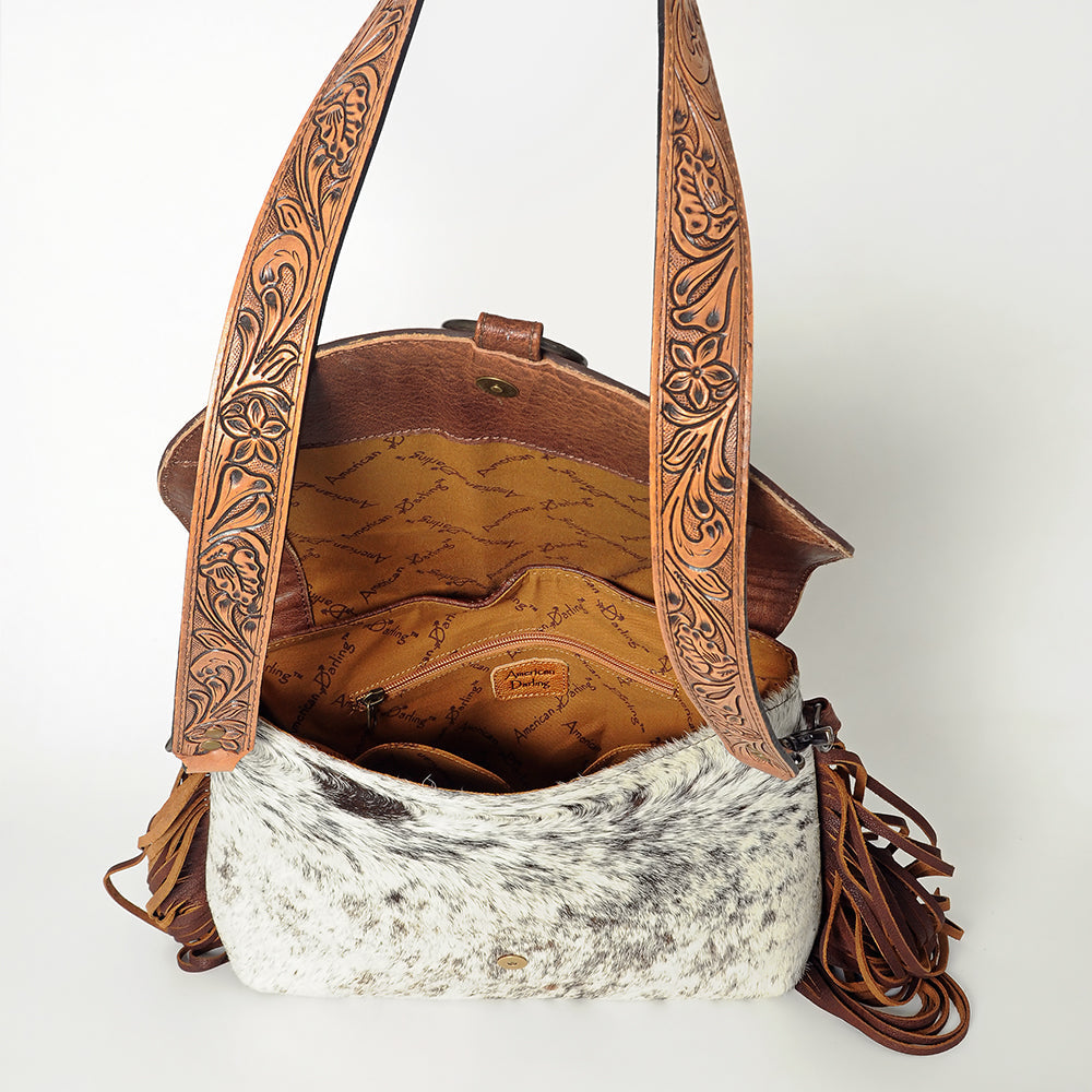 American Darling ADBG851 Messenger Hand Tooled Hair-On Genuine Leather Women Bag Western Handbag Purse