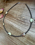 5 Magnesite Lemon Turquoise Choker And Sterling Silver Pearls
