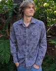 Long Sleeve Western Shirt With Hawaiian Islands Map Print For Travel Enthusiasts
