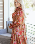 Floral Half-Button Long Sleeve Ruffle Mini Dress