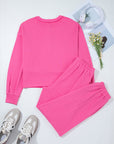Solid Half-Button Pullover and Jogger Pants Set