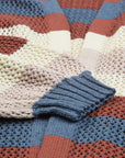 Stripe Colorblock Hollow-Out Cardigan