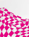 Checkered Pattern Mesh Long Sleeve Top