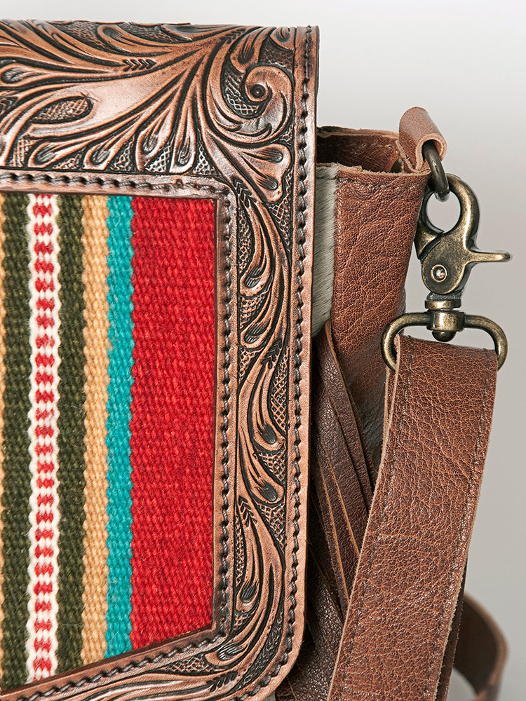 ADBG852A American Darling Hand Tooled Saddle Blanket Hair On Genuine Leather Women Bag Western Handbag Purse