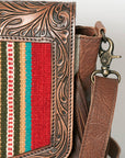 American Darling Messenger Bag for Women, Hand Tooled Floral Leather, Hair-On Cowhide, Saddle Blanket, Genuine Western Leather