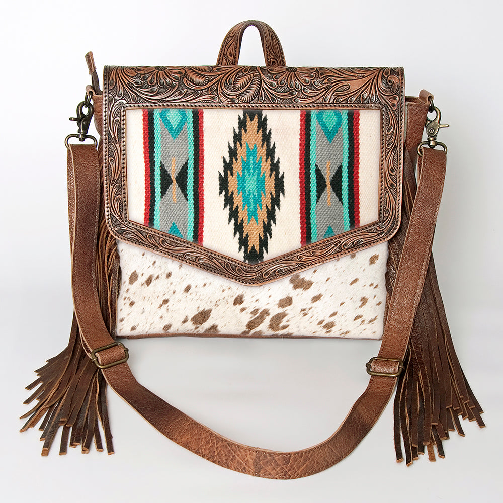 ADBG852B American Darling Hand Tooled Saddle Blanket Hair On Genuine Leather Women Bag Western Handbag Purse