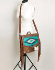 ADBG852D American Darling Hand Tooled Saddle Blanket Hair On Genuine Leather Women Bag Western Handbag Purse
