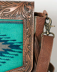 American Darling Messenger Bag for Women, Hand Tooled Floral Leather, Hair-On Cowhide, Saddle Blanket, Genuine Western Leather