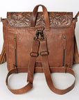 American Darling Messenger Bag for Women, Hand Tooled Floral Leather, Hair-On Cowhide, Saddle Blanket, Genuine Western Leather