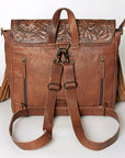 American Darling Messenger Bag for Women, Hand Tooled Floral Leather, Hair-On Cowhide, Saddle Blanket, Genuine Western Leather