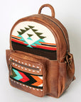 American Darling Backpack for Women, Hand Woven Saddle Blanket, Western Style Genuine Leather, Buck Stitched Travel Bag