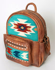 American Darling Backpack for Women, Hand Woven Saddle Blanket, Western Style Genuine Leather, Buck Stitched Travel Bag