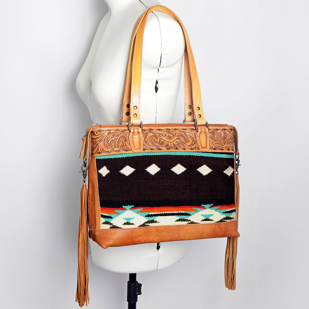 ADBG855B American Darling Hand Tooled Saddle Blanket Genuine Leather Women Bag Western Handbag Purse