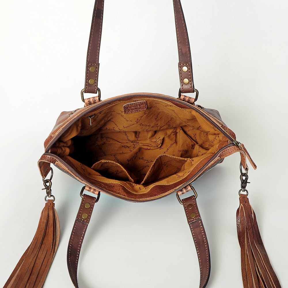 ADBG855E American Darling Hand Tooled Saddle Blanket Genuine Leather Women Bag Western Handbag Purse
