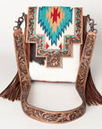 ADBG856B American Darling Hand Tooled Saddle Blanket Hair On Genuine Leather Women Bag Western Handbag Purse