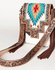 ADBG856B American Darling Hand Tooled Saddle Blanket Hair On Genuine Leather Women Bag Western Handbag Purse