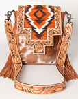 ADBG856C American Darling Hand Tooled Saddle Blanket Hair On Genuine Leather Women Bag Western Handbag Purse