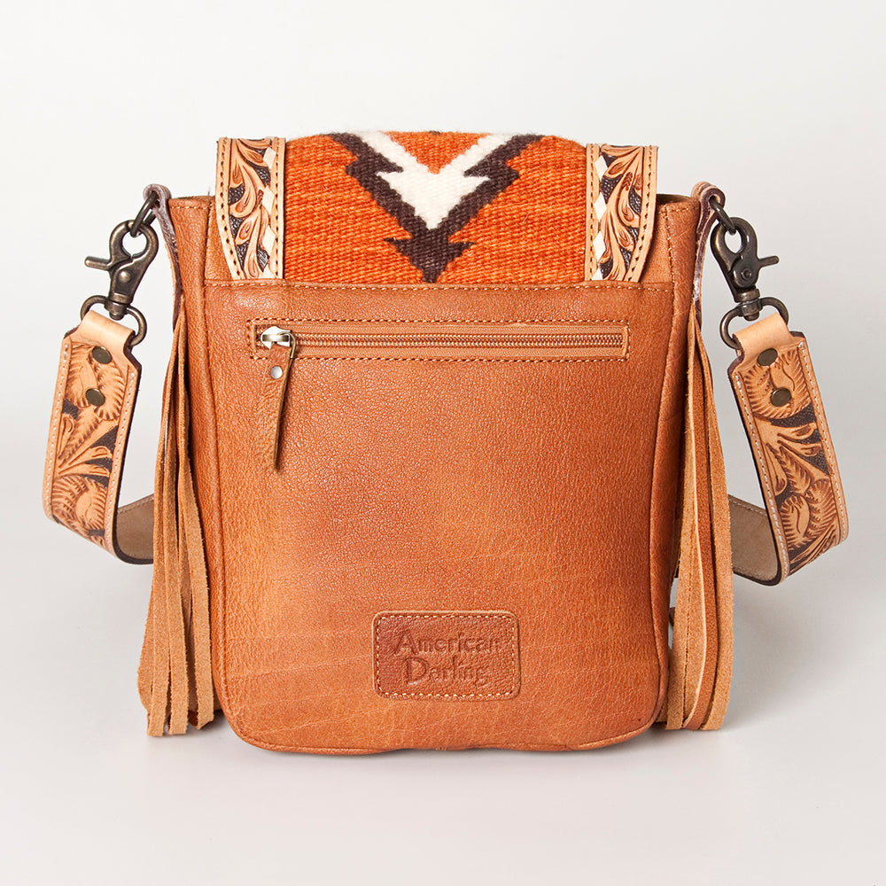 American Darling Cross Body Hand Tooled Saddle Blanket Hair On Genuine Leather Western Women Bag Handbag Purse Crossbody Cute