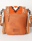 American Darling Cross Body Hand Tooled Saddle Blanket Hair On Genuine Leather Western Women Bag Handbag Purse Crossbody Cute