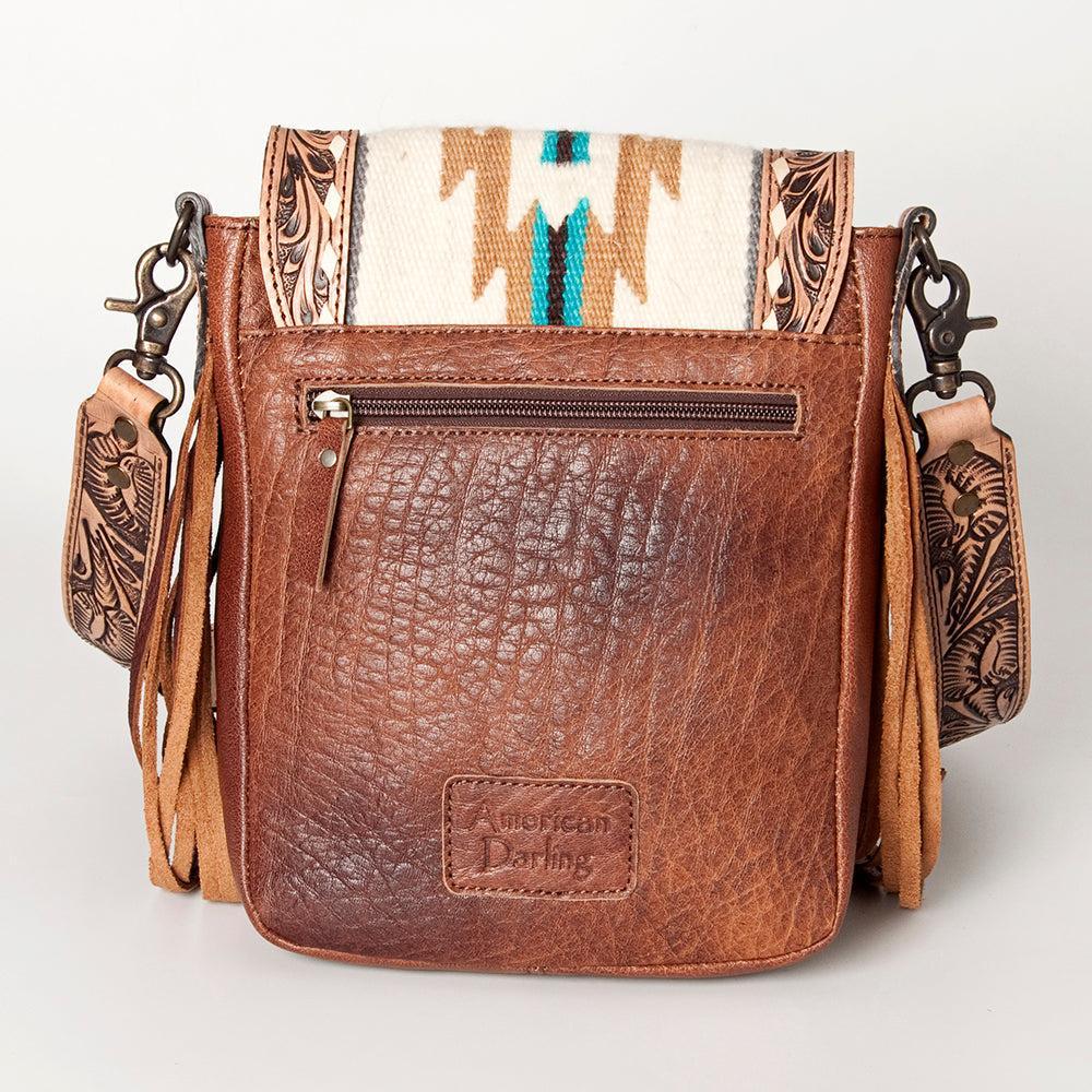ADBG856F American Darling Hand Tooled Saddle Blanket Hair On Genuine Leather Women Bag Western Handbag Purse