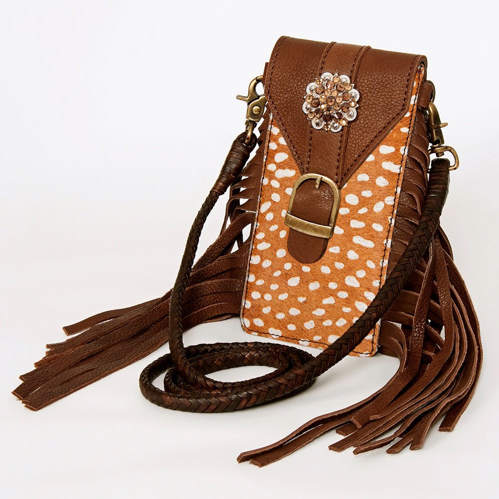 American Darling Cell Phone Holder Hair On Genuine Leather women bag western handbag purse