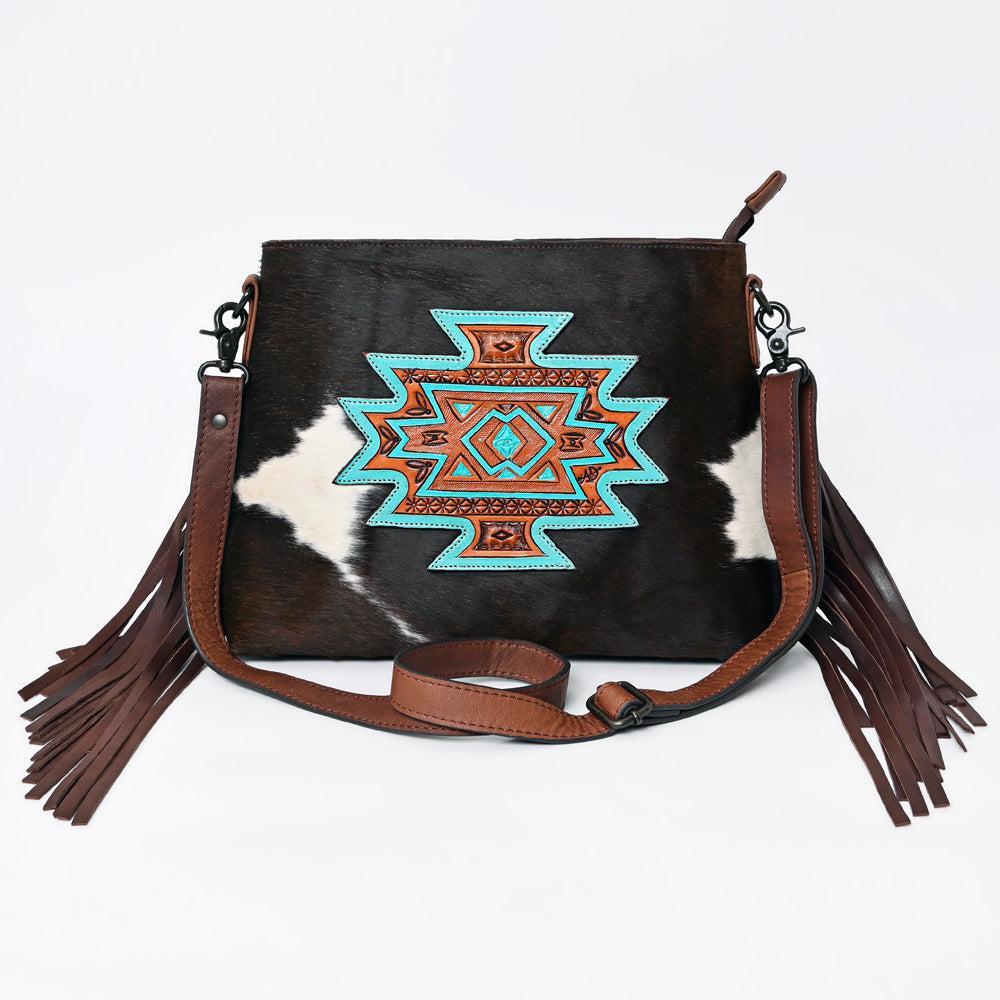 American Darling ADBGZ615 Crossbody Hand Tooled Hair-On Genuine Leather Women Bag Western Handbag Purse