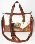 American Darling ADBGZ620 Briefcase Hand Tooled Hair-On Genuine Leather Women Bag Western Handbag Purse