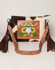 American Darling ADBGZ624 Crossbody Hand Tooled Hair-On Genuine Leather Women Bag Western Handbag Purse