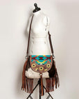 American Darling ADBGZ625 Messenger Hand Tooled Hair-On Genuine Leather Women Bag Western Handbag Purse