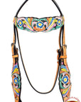 Western Horse Headstall Tack American Leather Tan Hilason