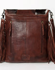 American Darling Messenger Bag Western Hair-On Cowhide Genuine Leather Handcrafted Purse with Fringes and Turquoise Stone